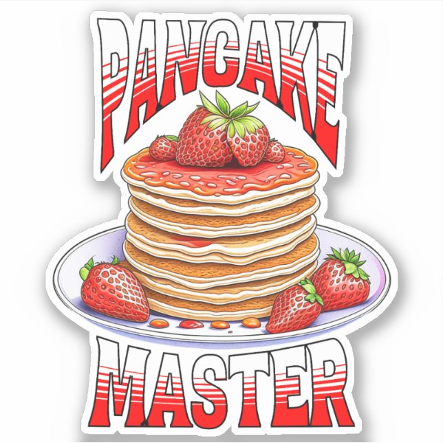 Niedliche Erdbeere Pancakes Feinschmecker Aufkleber (Vorderseite)