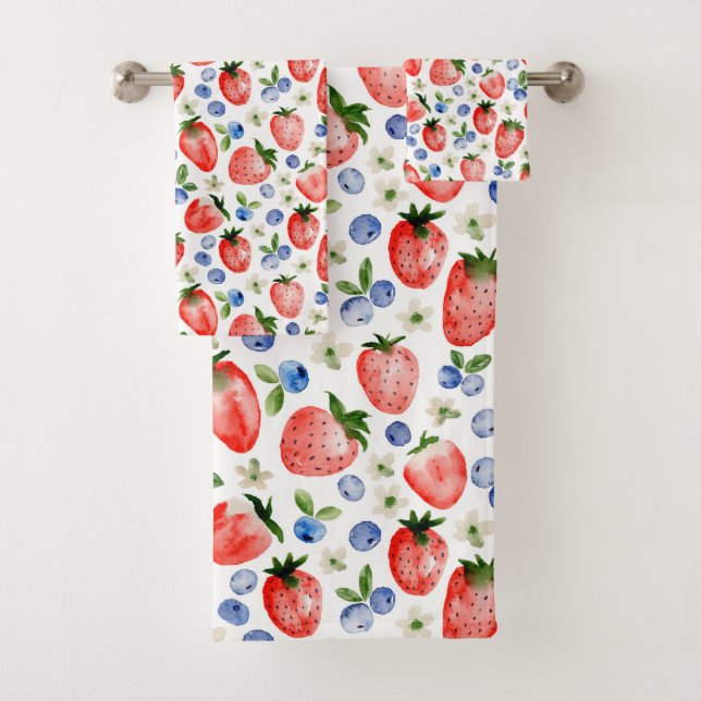 Niedliche Erdbeere und Blueberry Muster Badhandtuch Set (Insitu)