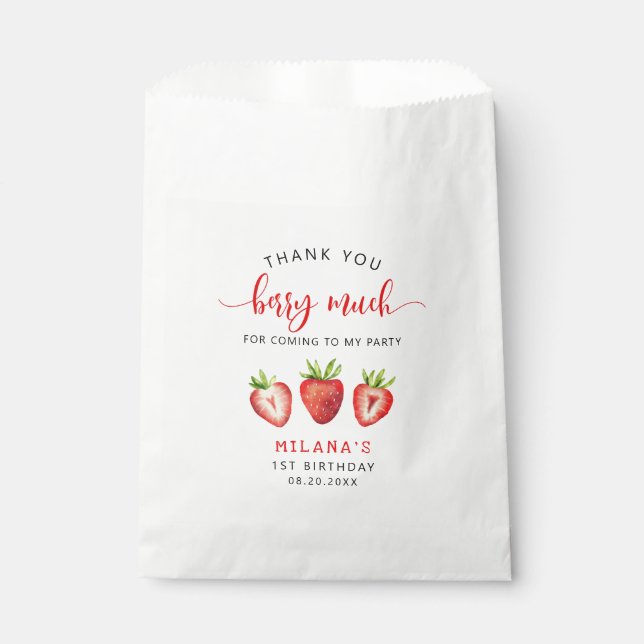 Niedliche Erdbeere Vielen Dank Berry Much Geschenktütchen (Vorderseite)