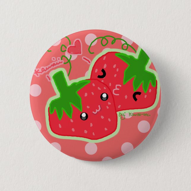 Niedliche Erdbeeren! Button (Vorderseite)
