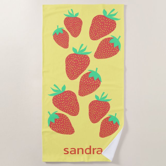 Niedliche Erdbeeren Fruchtsäfte INDIVIDUELLE NAME Strandtuch (Vorderseite)