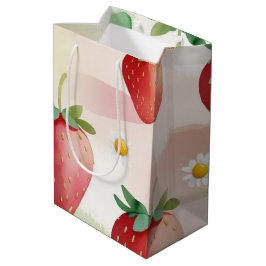 Niedliche Erdbeeren Regenbogen Geburtstagsparty Mittlere Geschenktüte