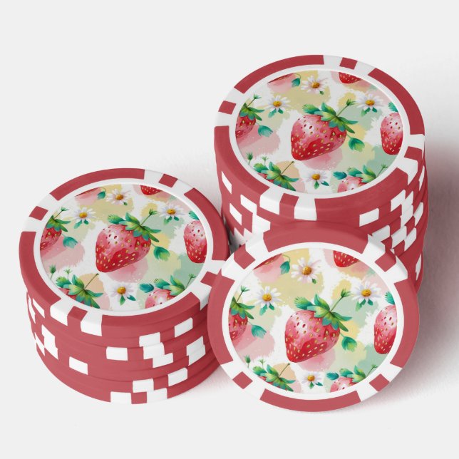 Niedliche Erdbeeren Regenbogen Geburtstagsparty Pokerchips (Stapel)