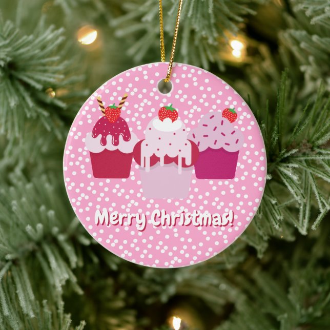Niedliche Erdbeeren Shortcakes - Candy Christmas T Keramik Ornament (Baum)