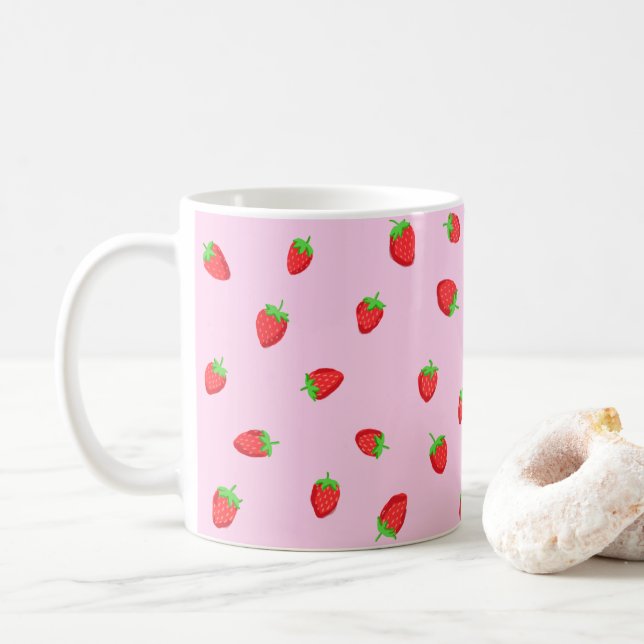 Niedliche Erdbeeren-Tasse Kaffeetasse (Mit Donut)
