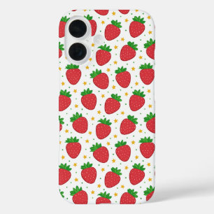 Niedliche Erdbeeren und Sterne iPhone 16 Hülle