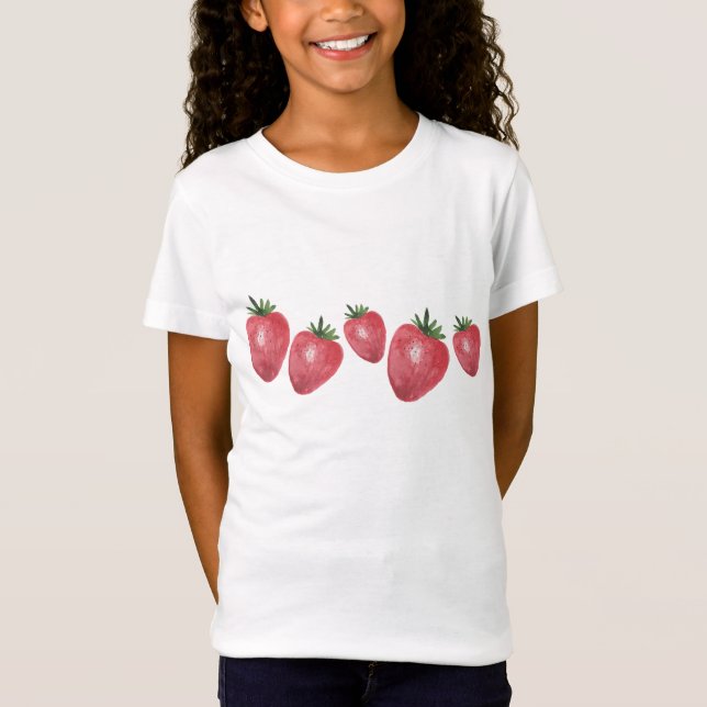 Niedliche Erdbeeren Wasserfarben Handlackiert T-Shirt (Vorderseite)