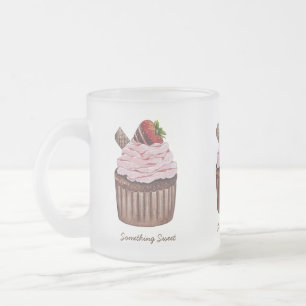Niedliche Erdbeerkuchen in Aquarellfarbe Mattglastasse