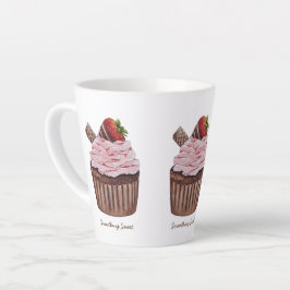 Niedliche Erdbeerkuchen in Aquarellfarbe Milchtasse