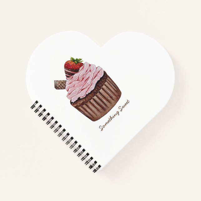 Niedliche Erdbeerkuchen in Aquarellfarbe Notizbuch (Vorderseite)