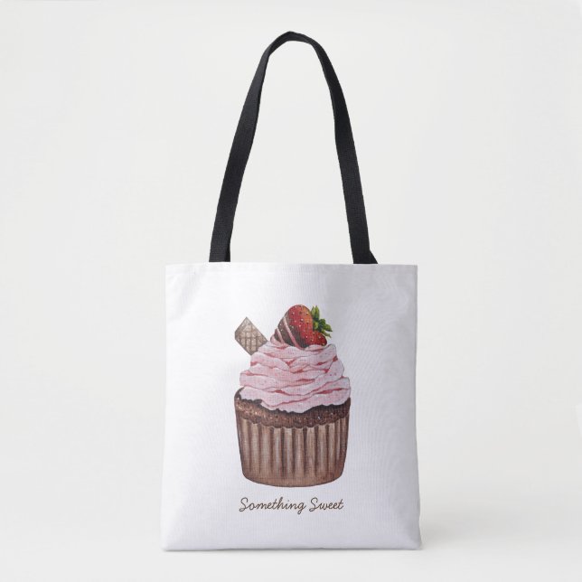 Niedliche Erdbeerkuchen in Aquarellfarbe Tasche (Vorderseite)