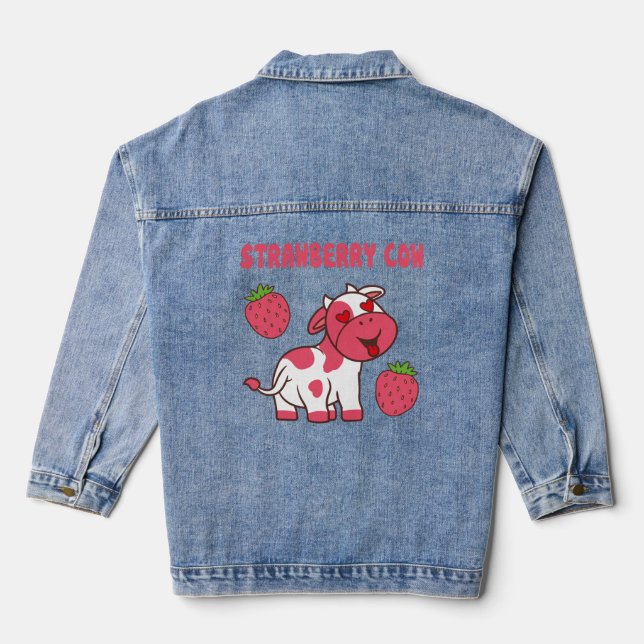 Niedliche Erdbeerkuh Jeansjacke (Rückseite)