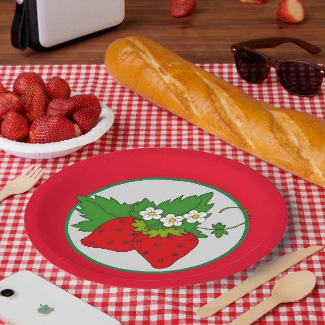 Niedliche Erdbeerpickerei Party Pappteller (Picknick)