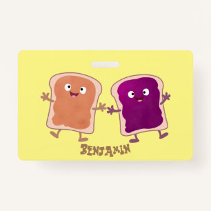Niedliche Erdnussbutter und Gelee-Sandwich-Cartoon Ausweis
