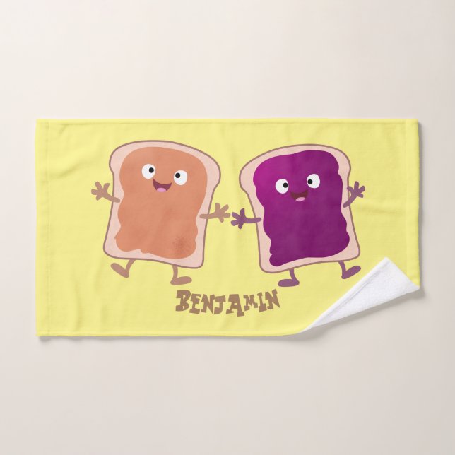 Niedliche Erdnussbutter und Gelee-Sandwich-Cartoon Badhandtuch Set (Handtuch)