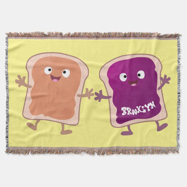 Niedliche Erdnussbutter und Gelee-Sandwich-Cartoon Decke (Vorderseite)
