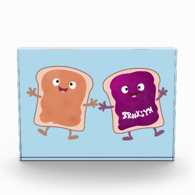 Niedliche Erdnussbutter und Gelee-Sandwich-Cartoon Fotoblock (Vorderseite)