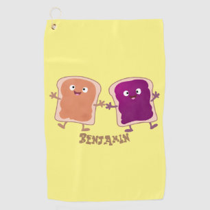 Niedliche Erdnussbutter und Gelee-Sandwich-Cartoon Golfhandtuch