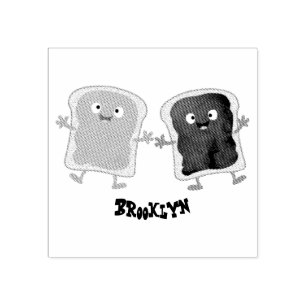 Niedliche Erdnussbutter und Gelee-Sandwich-Cartoon Gummistempel