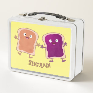 Niedliche Erdnussbutter und Gelee-Sandwich-Cartoon Metall Brotdose