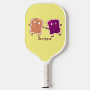 Niedliche Erdnussbutter und Gelee-Sandwich-Cartoon Pickleball Schläger