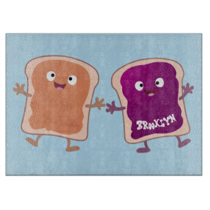 Niedliche Erdnussbutter und Gelee-Sandwich-Cartoon Schneidebrett