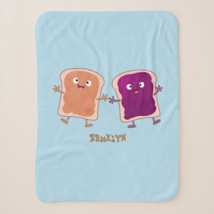 Niedliche Erdnussbutter und Gelee-Sandwich-Cartoon Sherpadecke