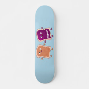 Niedliche Erdnussbutter und Gelee-Sandwich-Cartoon Skateboard