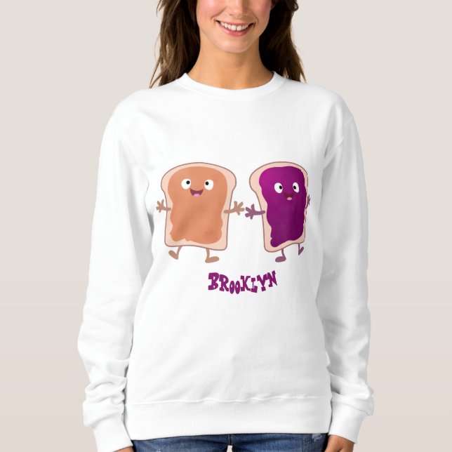 Niedliche Erdnussbutter und Gelee-Sandwich-Cartoon Sweatshirt (Vorderseite)
