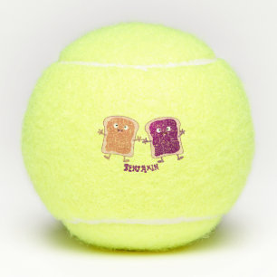 Niedliche Erdnussbutter und Gelee-Sandwich-Cartoon Tennisbälle