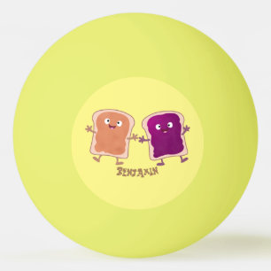 Niedliche Erdnussbutter und Gelee-Sandwich-Cartoon Tischtennisball