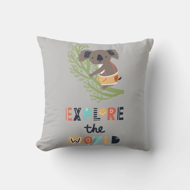 Niedliche Erkundung Koalas Kissen (Vorderseite)