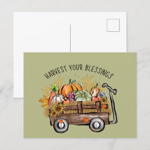 niedliche Ernte Segen Fall Saisonale Wortkunst Feiertagspostkarte