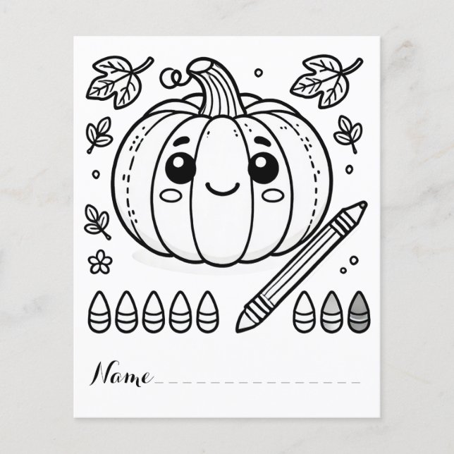 Niedliche Erntedank Pumpkin-Farbseiten Flyer (Vorne)