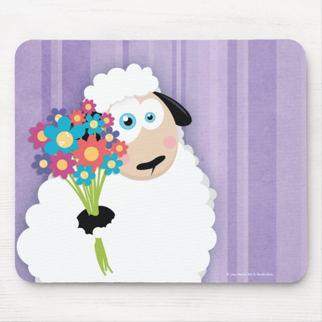 Niedliche errötende Schafe, die Blumen-Neuheit Mousepad (Vorne)