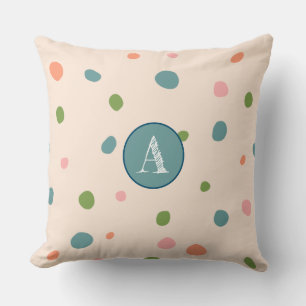 Niedliche erste monogramm rosa Polka-Punkte Kissen
