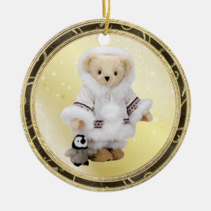 Niedliche EskimoTeddybärn-u. Penguin-Verzierung Keramikornament