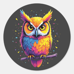 Niedliche Eukalyptuskunst Owl Nocturnal Bird Lover Runder Aufkleber
