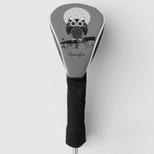 Niedliche Eule auf einem Zweig und individuelle Na Golf Headcover