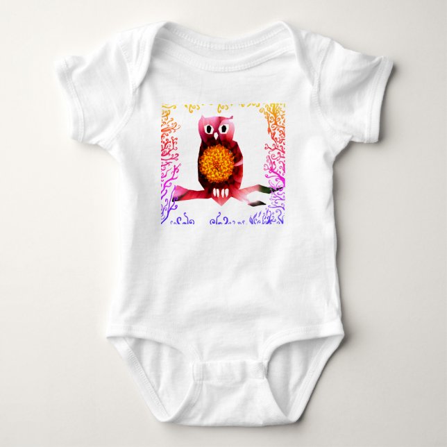 Niedliche Eule, Bird Baby Bodysuit Baby Strampler (Vorderseite)