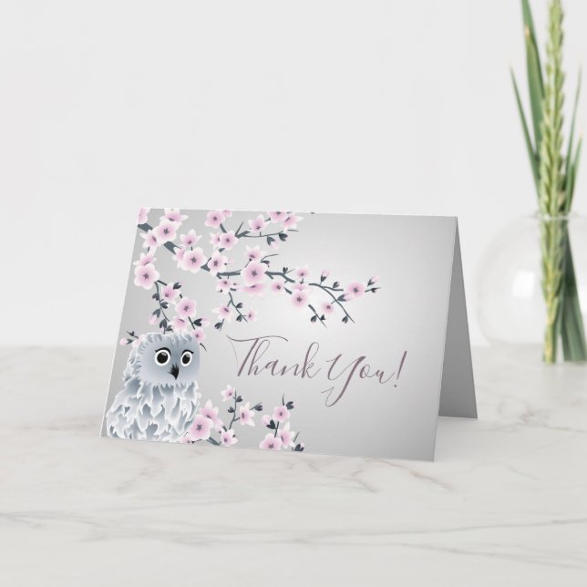 Niedliche Eule danken Ihnen Dankeskarte (Vorderseite)