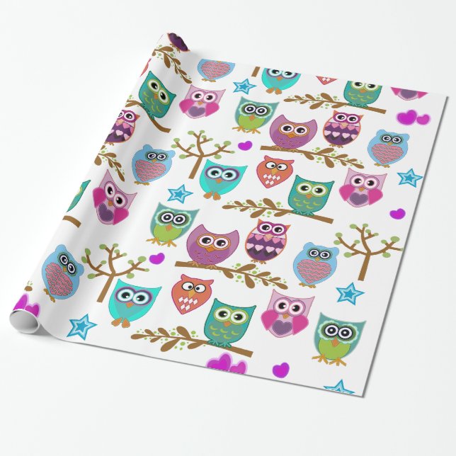 niedliche Eule Geschenkpapier (Ungerollt)