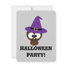 Niedliche Eule Hexe Halloween-Party Einladung