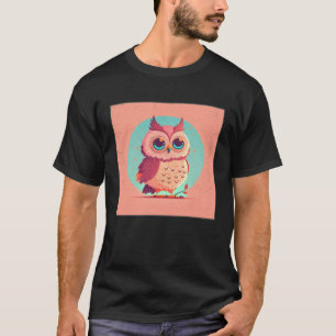 Niedliche Eule Illustration Moderne Kunst Rosa Fra T-Shirt