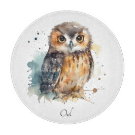 Niedliche Eule in Aquarellfarbe, anpassbar Schneidebrett