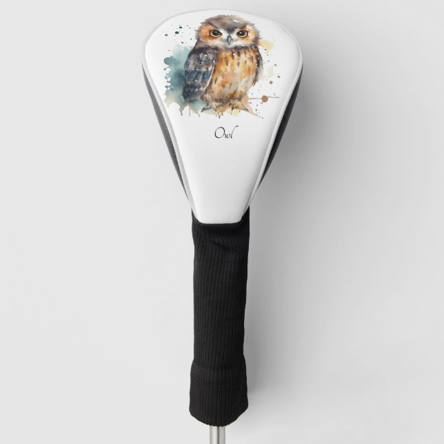 Niedliche Eule in Aquarellfarbe Golf Headcover (Vorderseite)