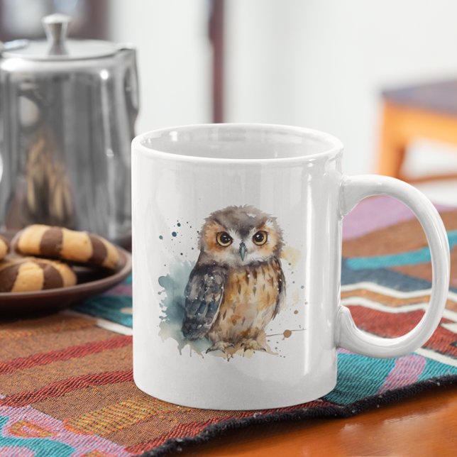 Niedliche Eule in Aquarellfarbe Kaffeetasse (Von Creator hochgeladen)