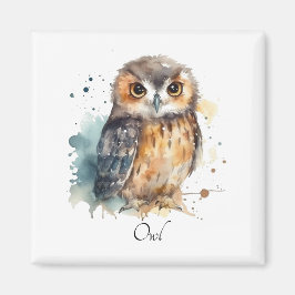 Niedliche Eule in Aquarellfarbe Magnet