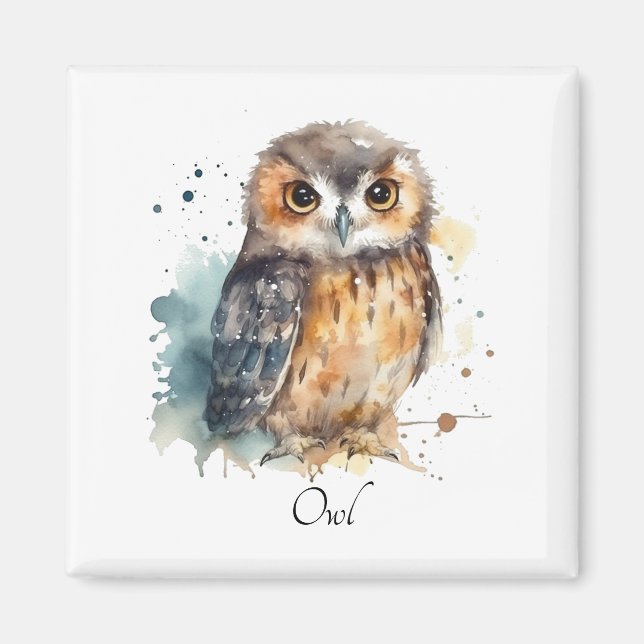 Niedliche Eule in Aquarellfarbe Magnet (Vorne)