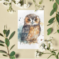 Niedliche Eule in Aquarellfarbe